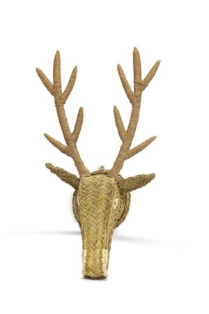 Cabeza de ciervo de esparto artesanal adorno decoracion hogar
