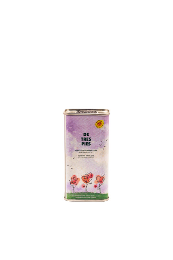 aceite de oliva virgen extra coupage temprano con dibujo flor amapola